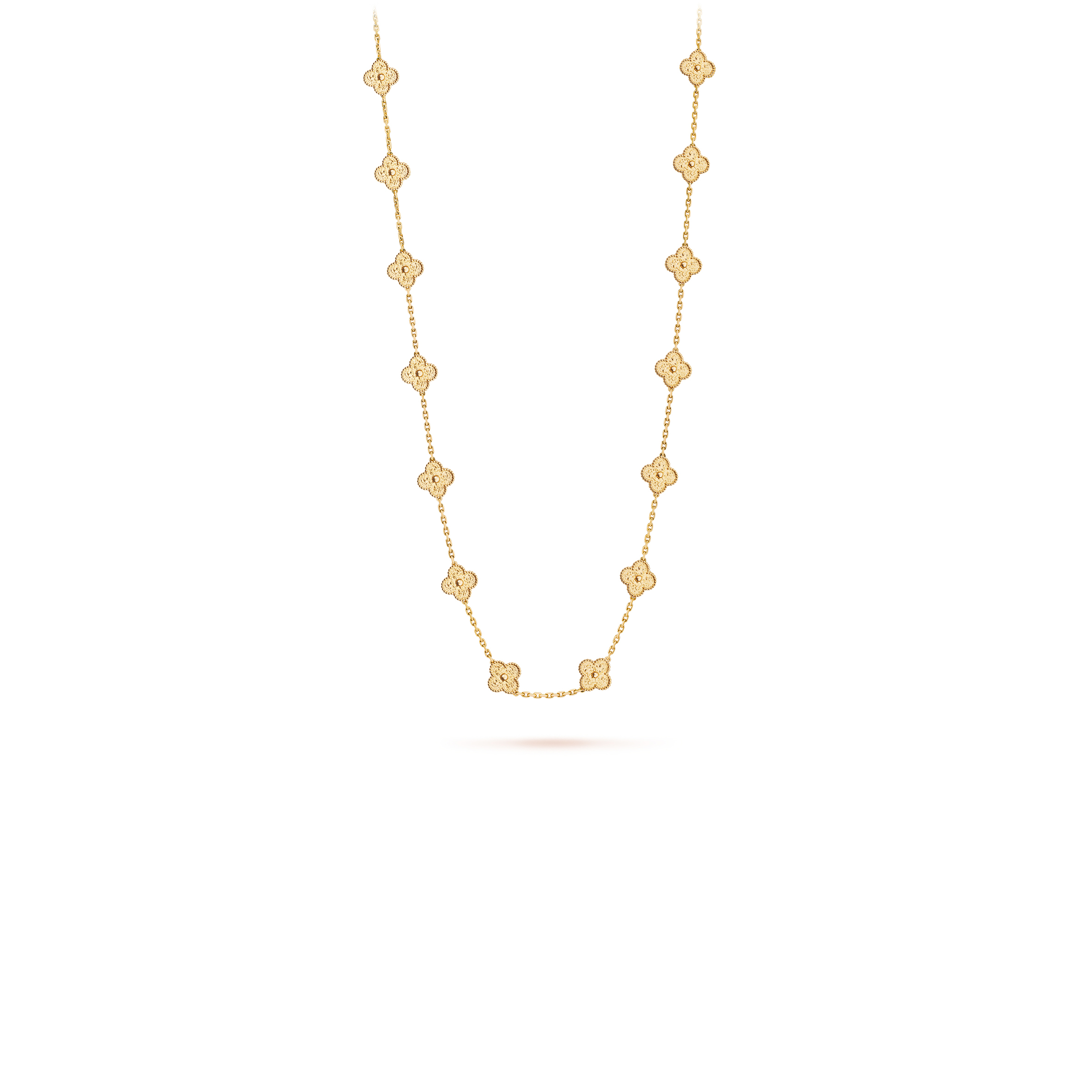 VAN CLEEF ARPELS VINTAGE ALHAMBRA LONG NECKLACE, 20 MOTIFS - YELLOW GOLD  VCARO1IC00